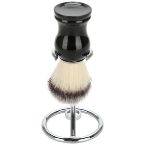 Men shaving tool holder 2 in1 silver compact stainless steel curved shaving brush and manual razor