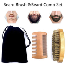 Natural Beard Comb Set Double Beard Oil Head Shape Beard Comb Brush Care Beard Oil Tool Beard Comb Set Professional