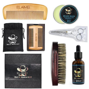 6pcs/Set Beard Grooming Kit For Men Beard Oil Essential Oil Balm With Scissor Comb Brush Beard Growth Kit Daily Care Kit Barbe