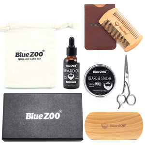 Men Beard Oil Kit With Beard Oil Brush Comb Beard Cream Scissors Grooming Trimming Kit Male Beard Care Set