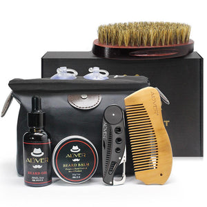 7 Pcs/set Beard Suit Beard Comb Brush Cream Oil Beard Styling Care Cleaning Kit